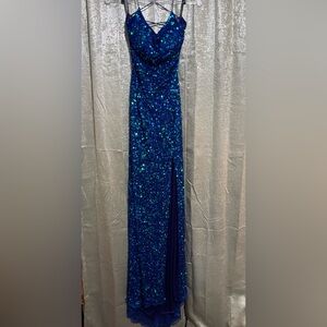 Dazzling Blue Sequin Prom Dress